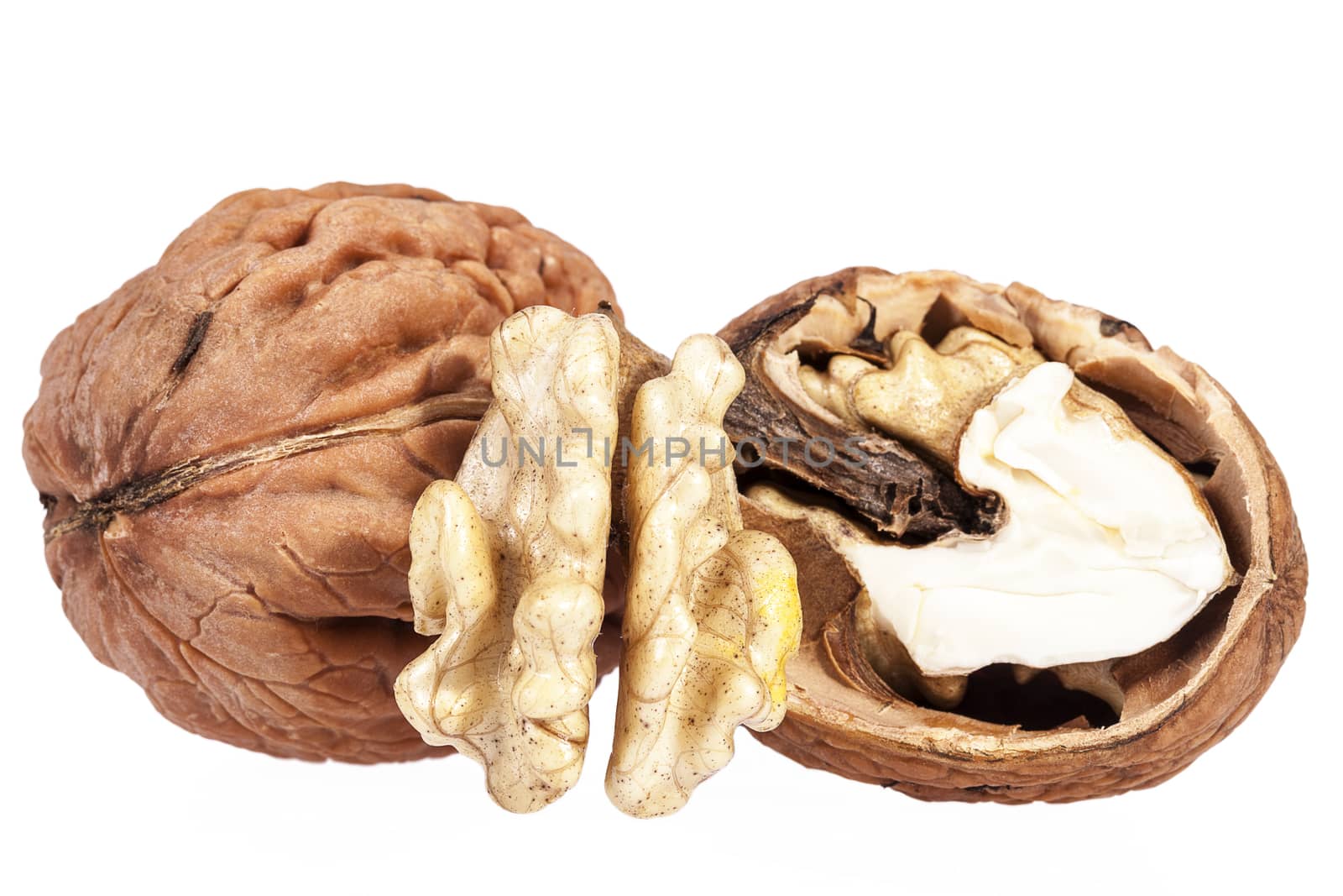 some walnuts isolated on white background by mychadre77