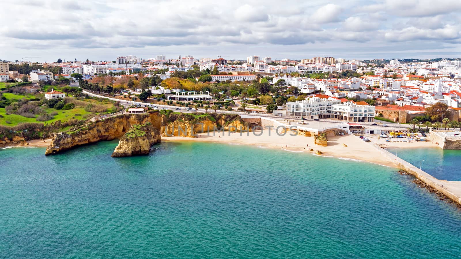 Aerial from the city Lagos in the Algarve Portugal
