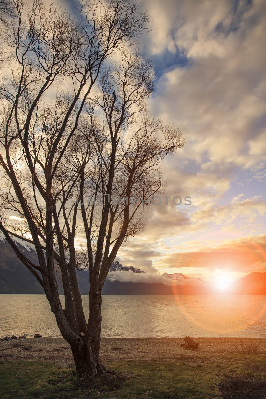 beautiful scenic sun set sky at lake wakatipu queenstown new zea by khunaspix