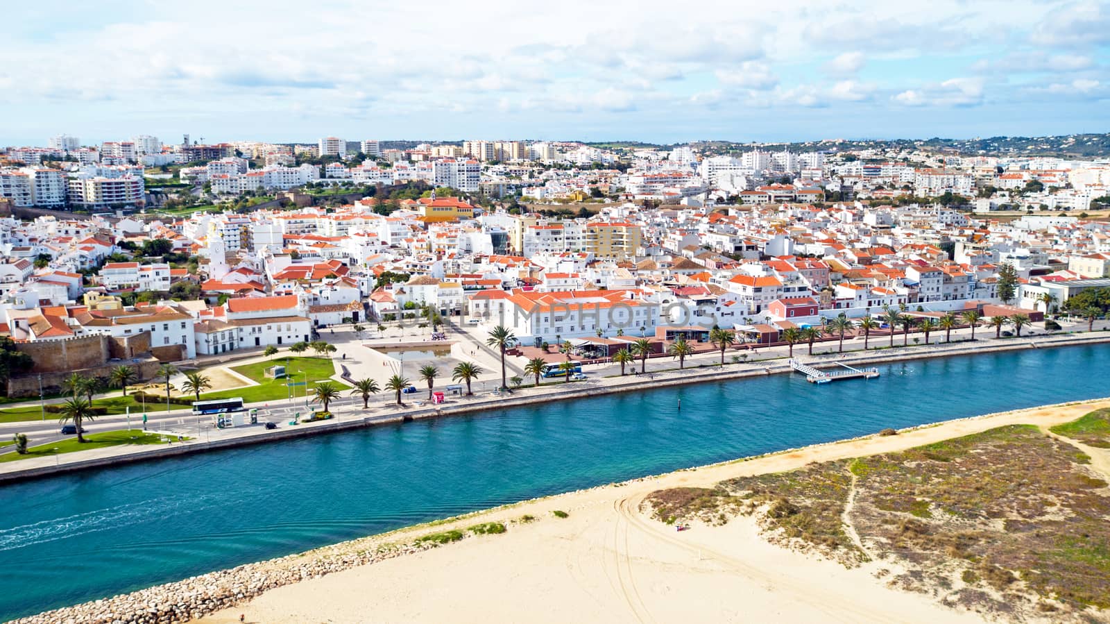Aerial from the city Lagos in the Algarve Portugal