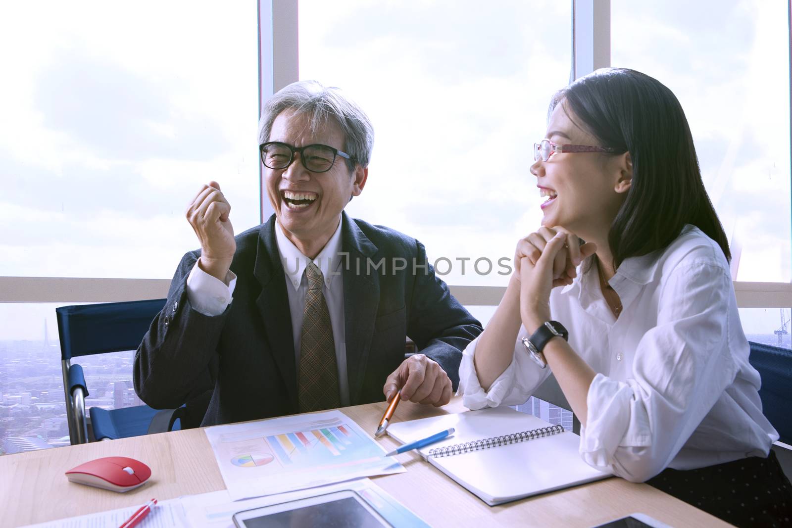 happiness working people in meeting room for successful and good new in business office