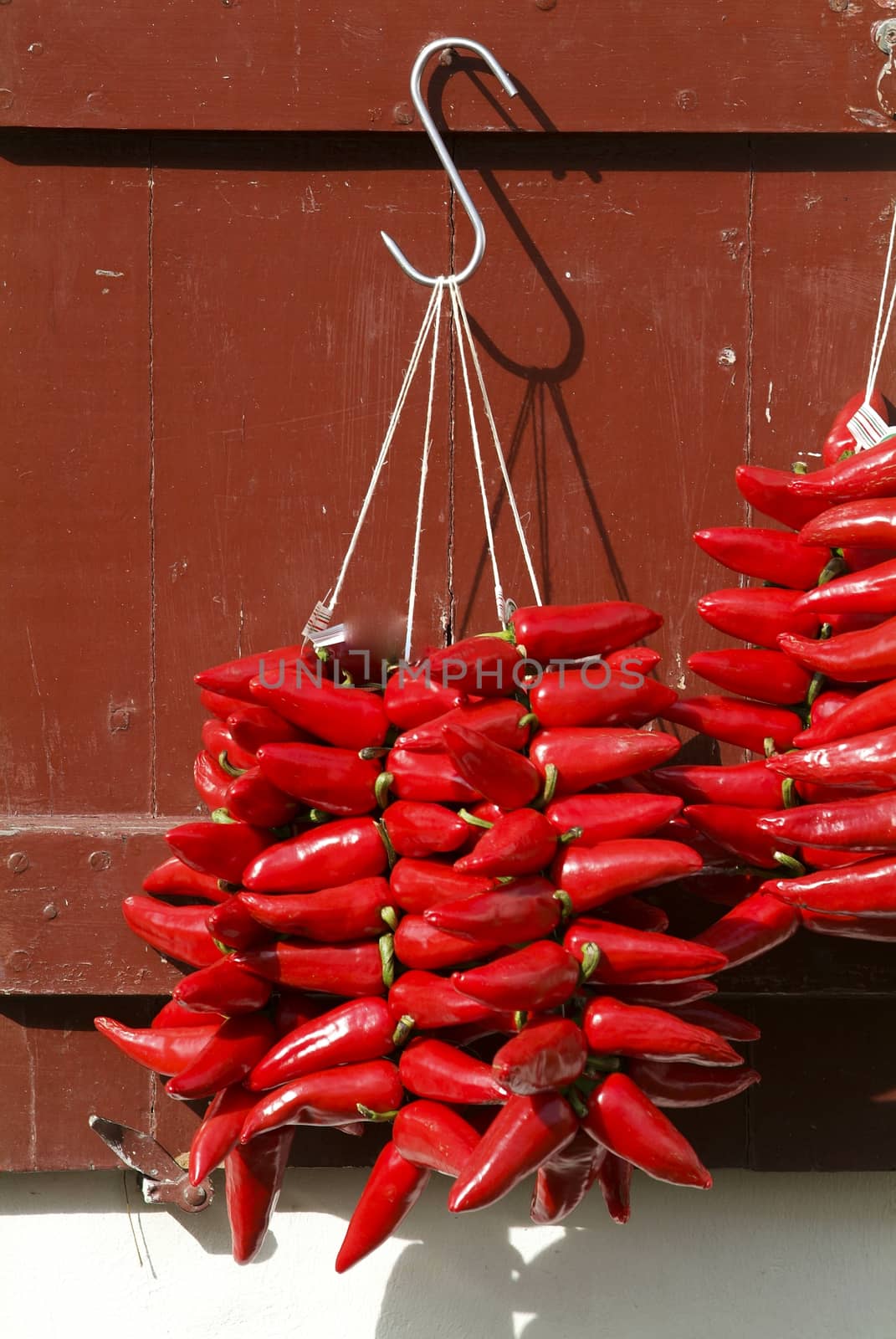 Red chilli peppers, Espelette, Pays Basque, Aquitaine, France