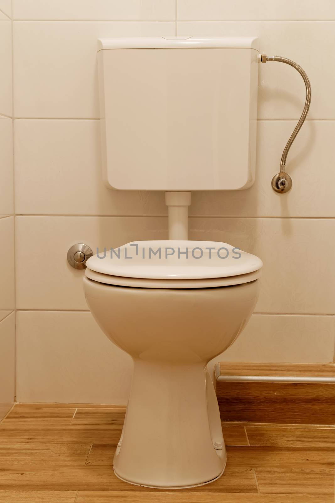 white toilet bowl and lavatory cistern