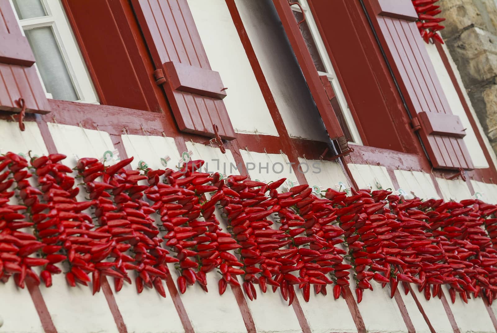 Red chilli peppers, Espelette, Pays Basque, Aquitaine, France