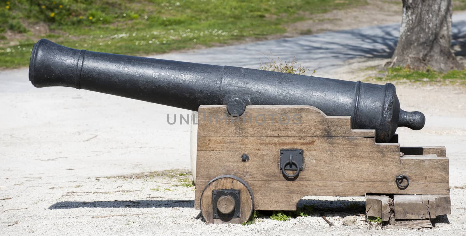 An old antique, vintage small Civil war canon, France