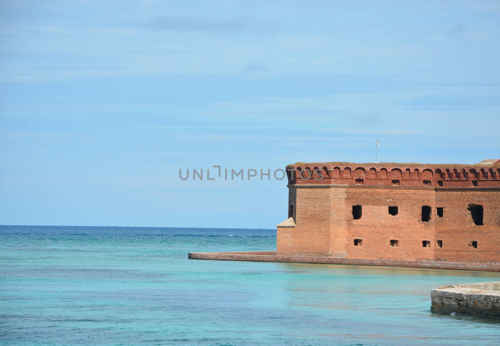 An old fort located on the island of Dry. Tortugas. This is off the coast of Florida.It served as fort and prison during the Civil War.