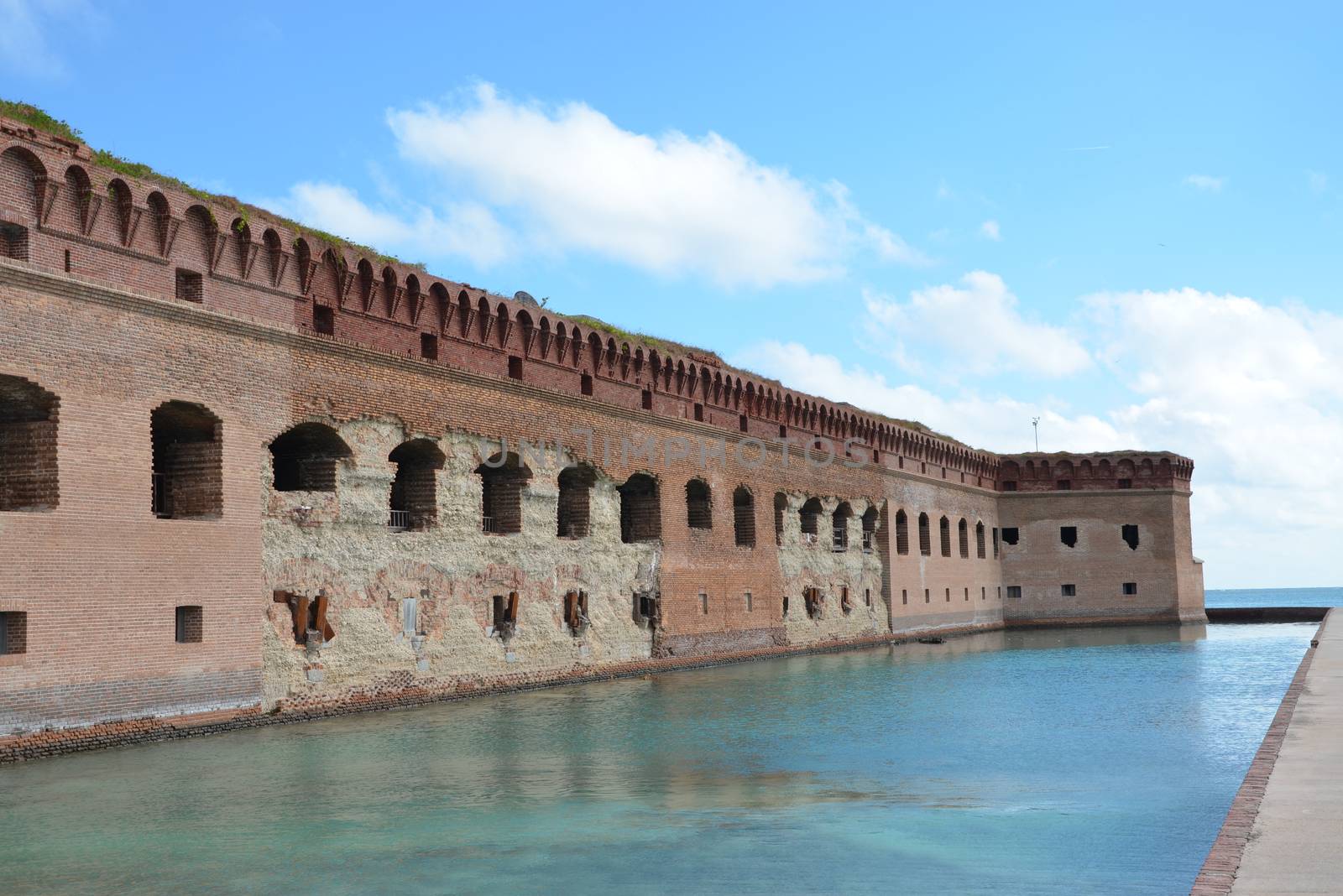 An old fort located on the island of Dry. Tortugas. This is off the coast of Florida.It served as fort and prison during the Civil War.