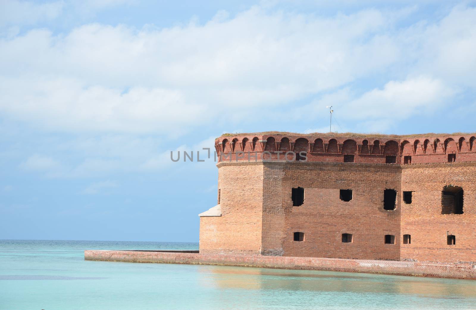 An old fort located on the island of Dry. Tortugas. This is off the coast of Florida.It served as fort and prison during the Civil War.