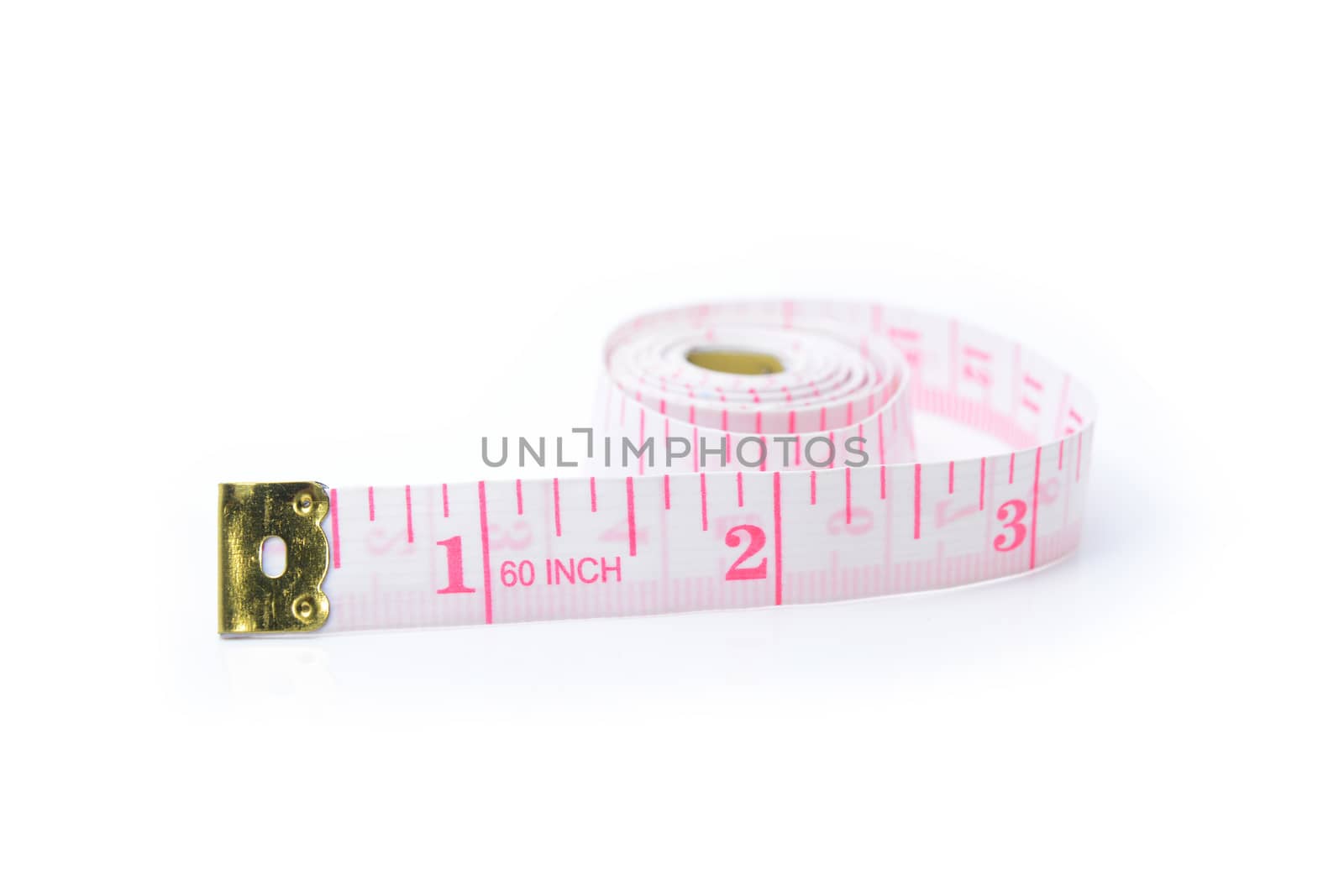 white tape measuring on a white background