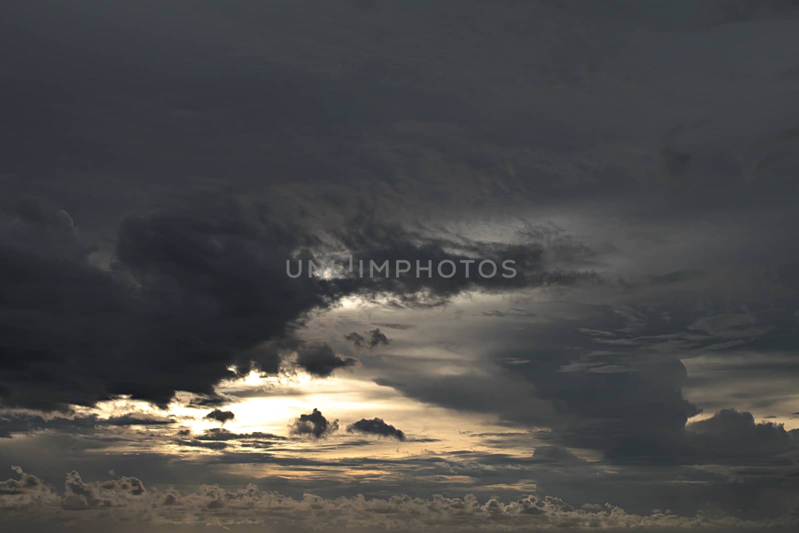 Background of the sky with cloud at sunset, dramatic evening cloudscape over sea