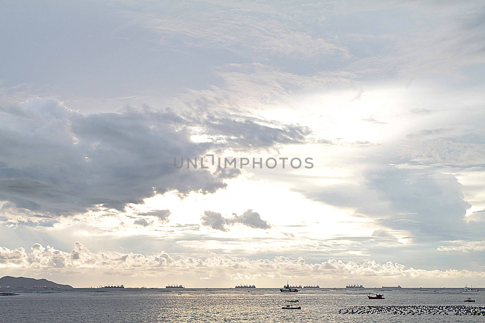 Beautiful sunset over sea, sunset sky background