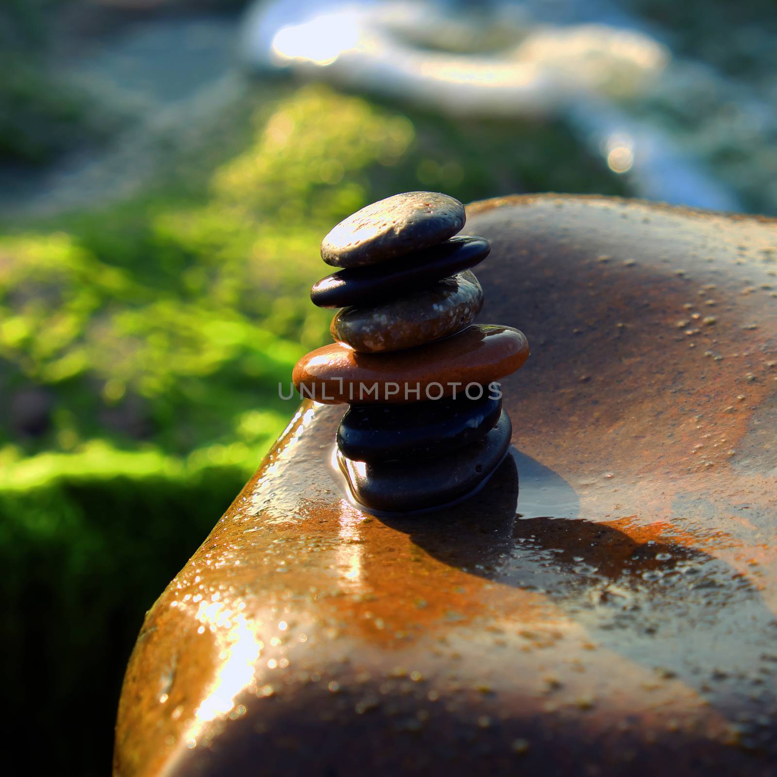 stack of stones, pebble balance at beach by xuanhuongho