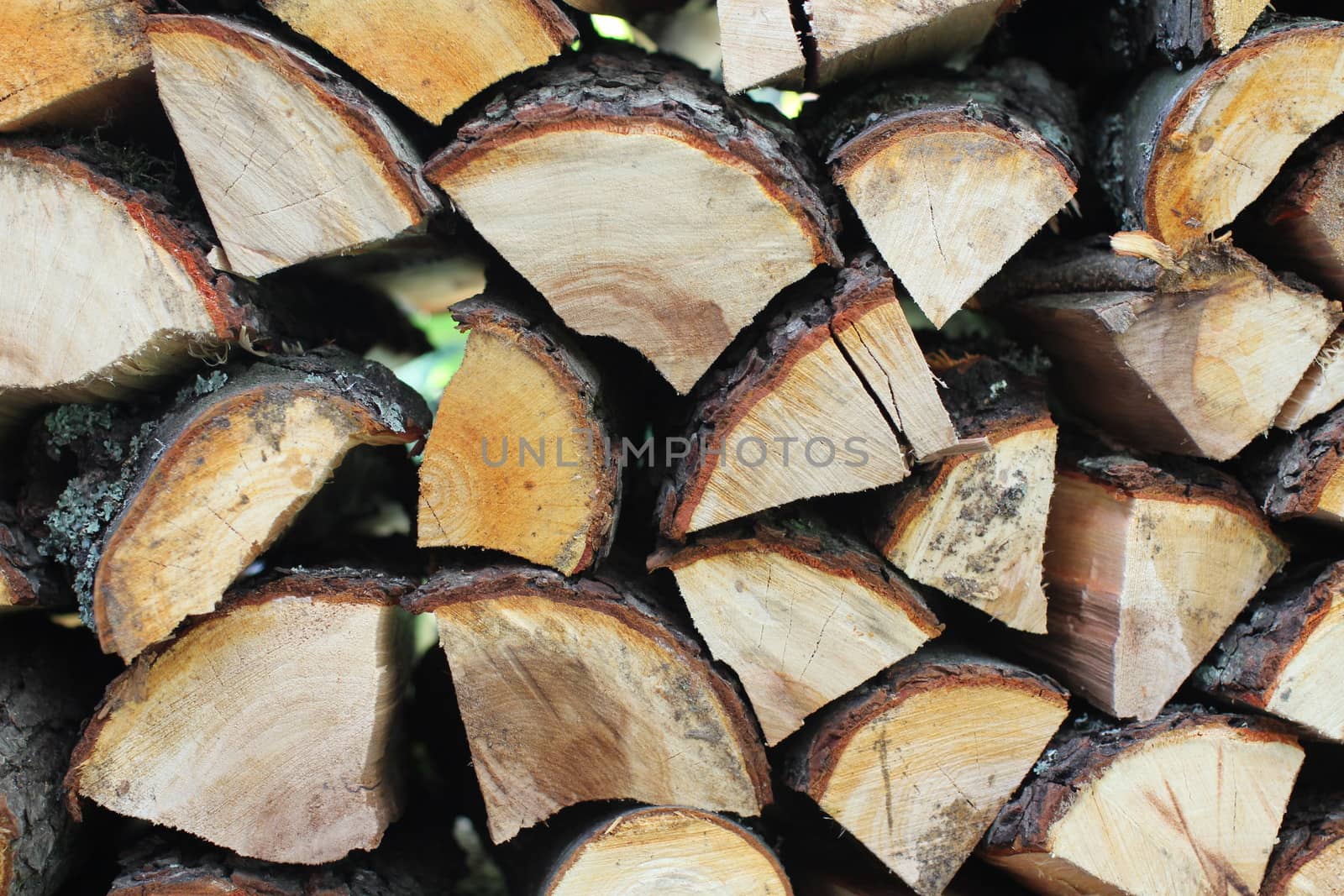 Chopped and stacked firewood  background