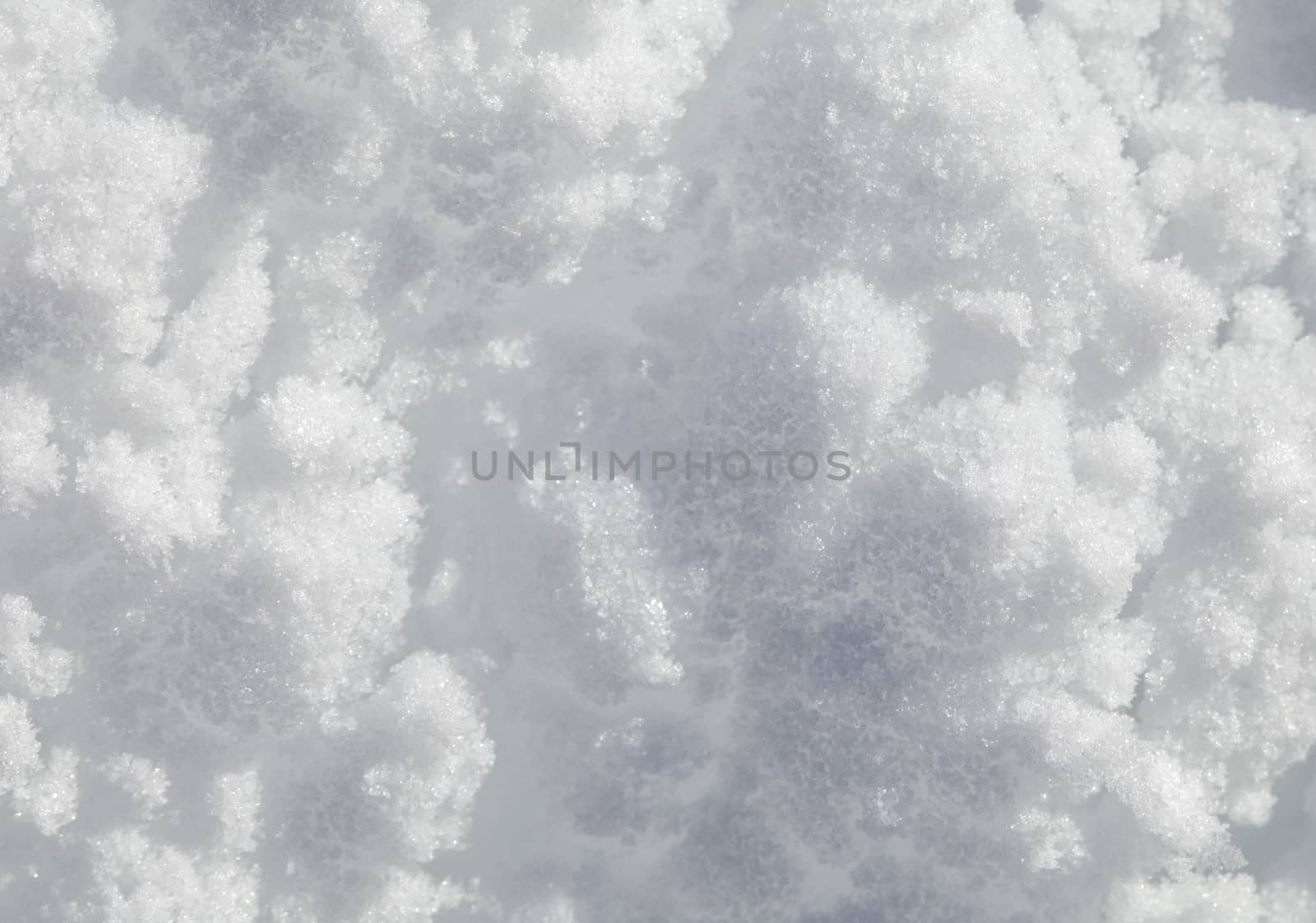 Surface of fresh snow in winter, macro shot