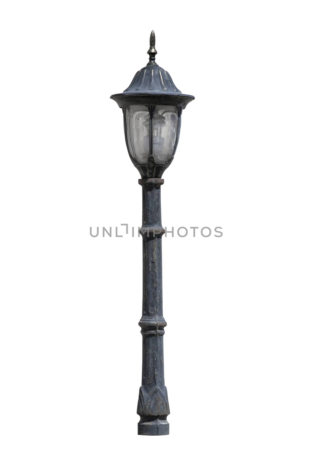 An old street lamppost isolated over white
