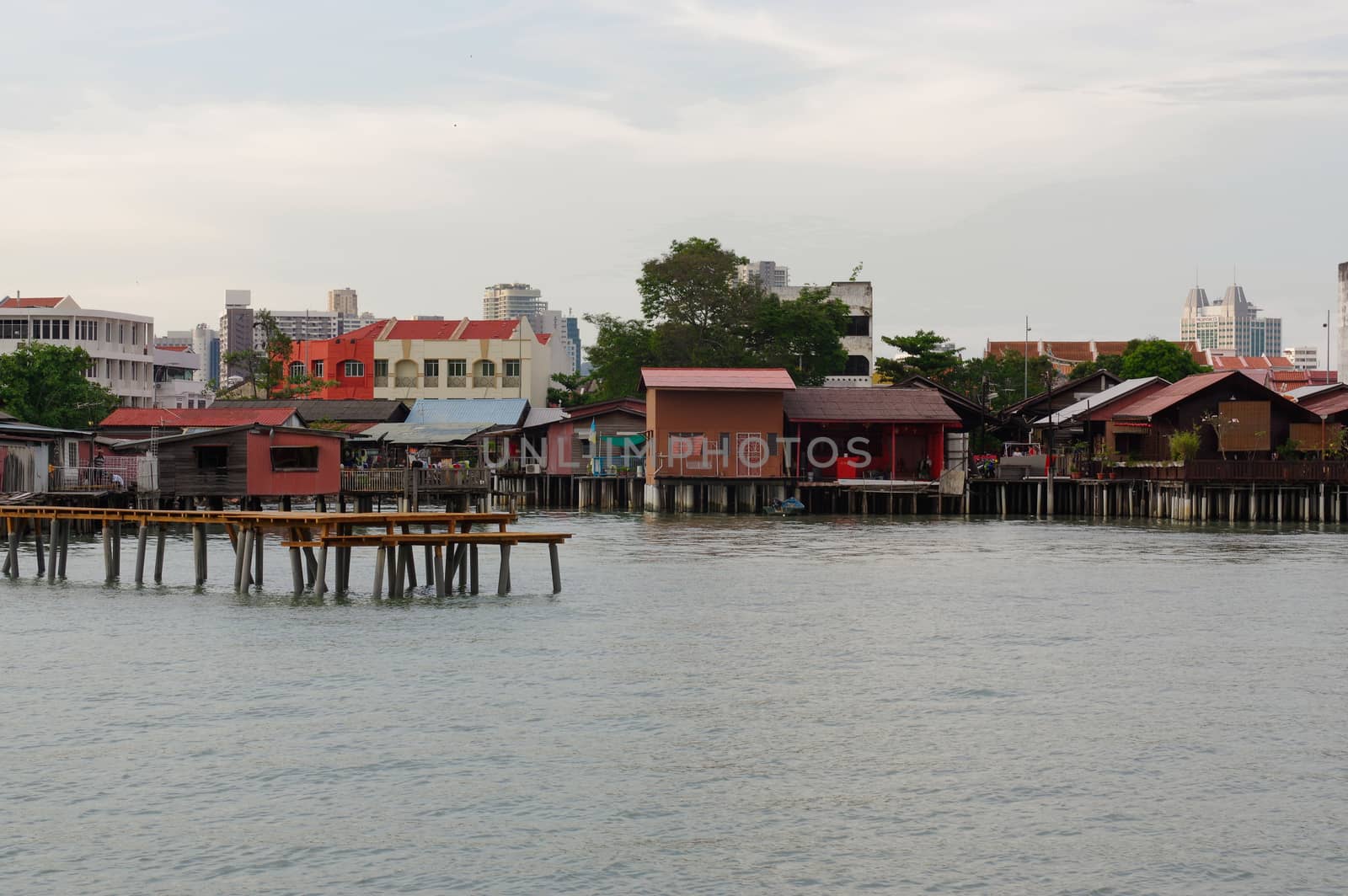 GEORGETOWN, PENANG, MALAYSIA - APRIL 18, 2016: the Lee Jetty is a small village built on water by the Chinese clan in the 19th century, as they could not get land.