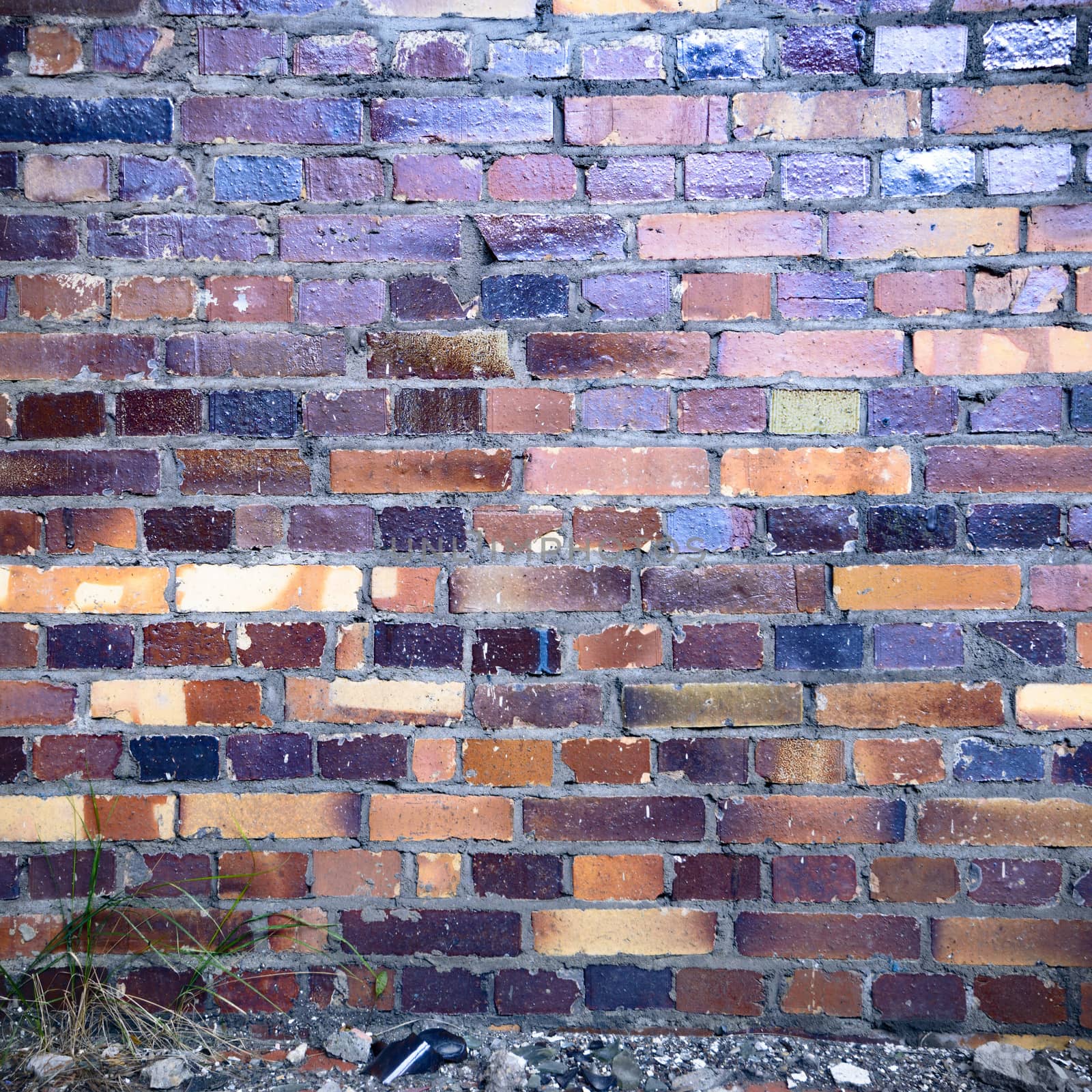 wide angle view of an old wall abandoned factory building