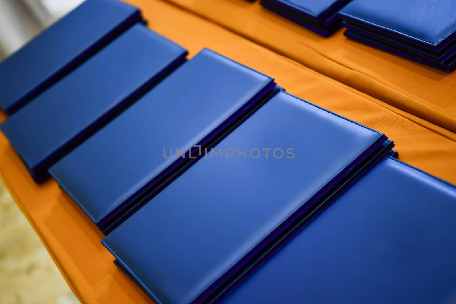 Blue notebook for signing agreement on cooperation.