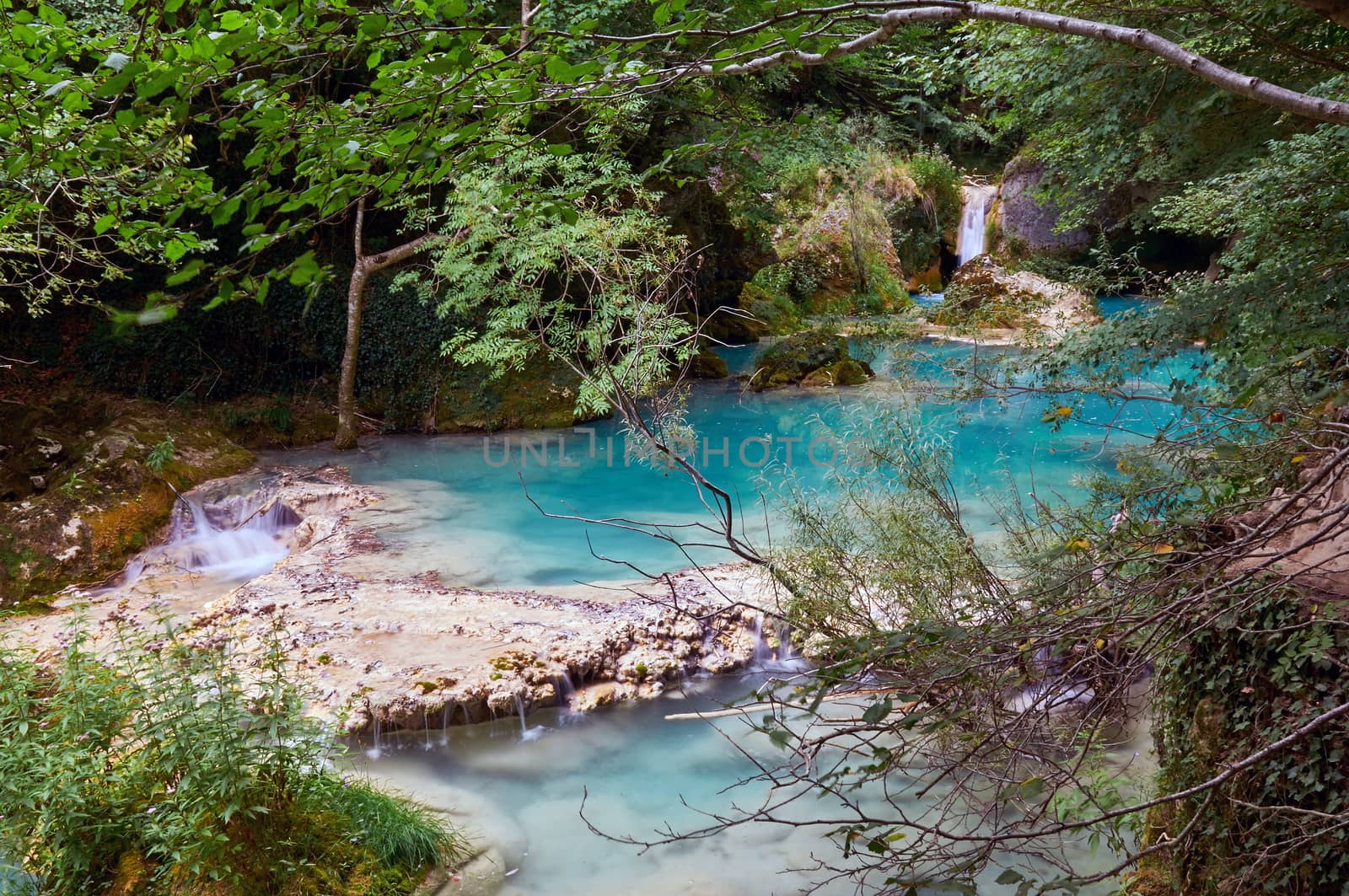 Urederra River (Navarra, Spain) takes an amazing blue color near its spring.