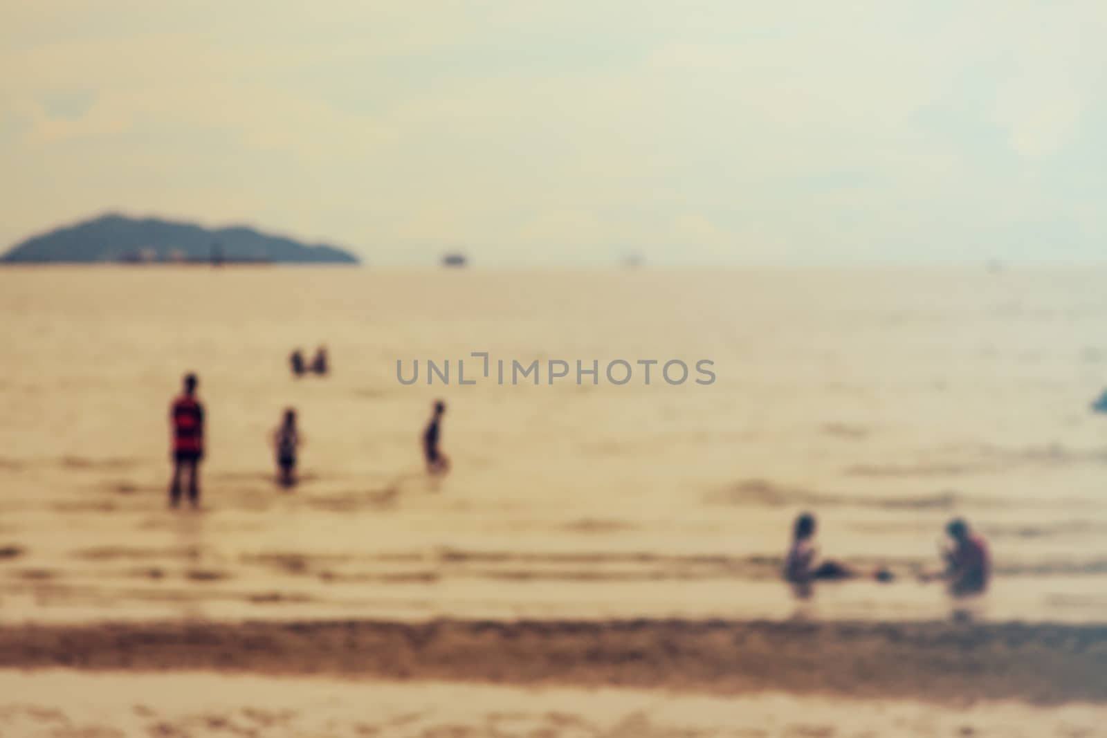 Blur of the beach summer background by worrayuth