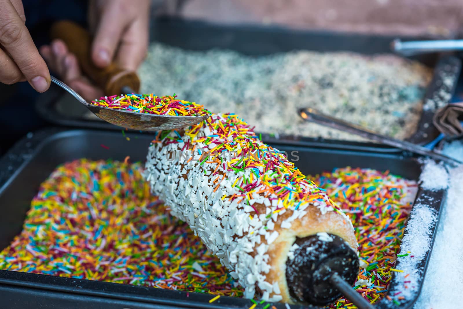 pastries sprinkled with sweet color chips during cooking