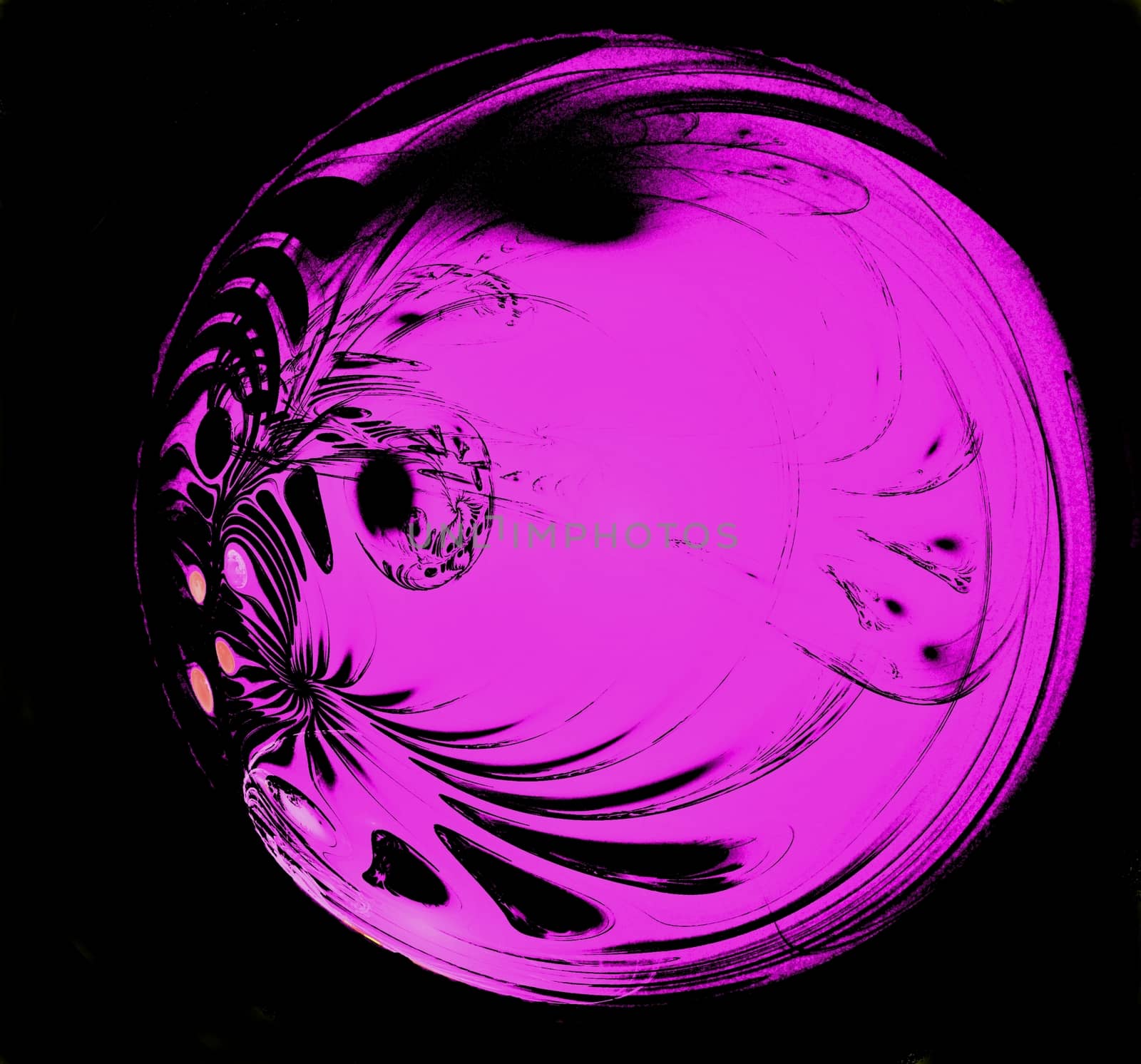abstract fractal bright Purple Christmas ball on black background