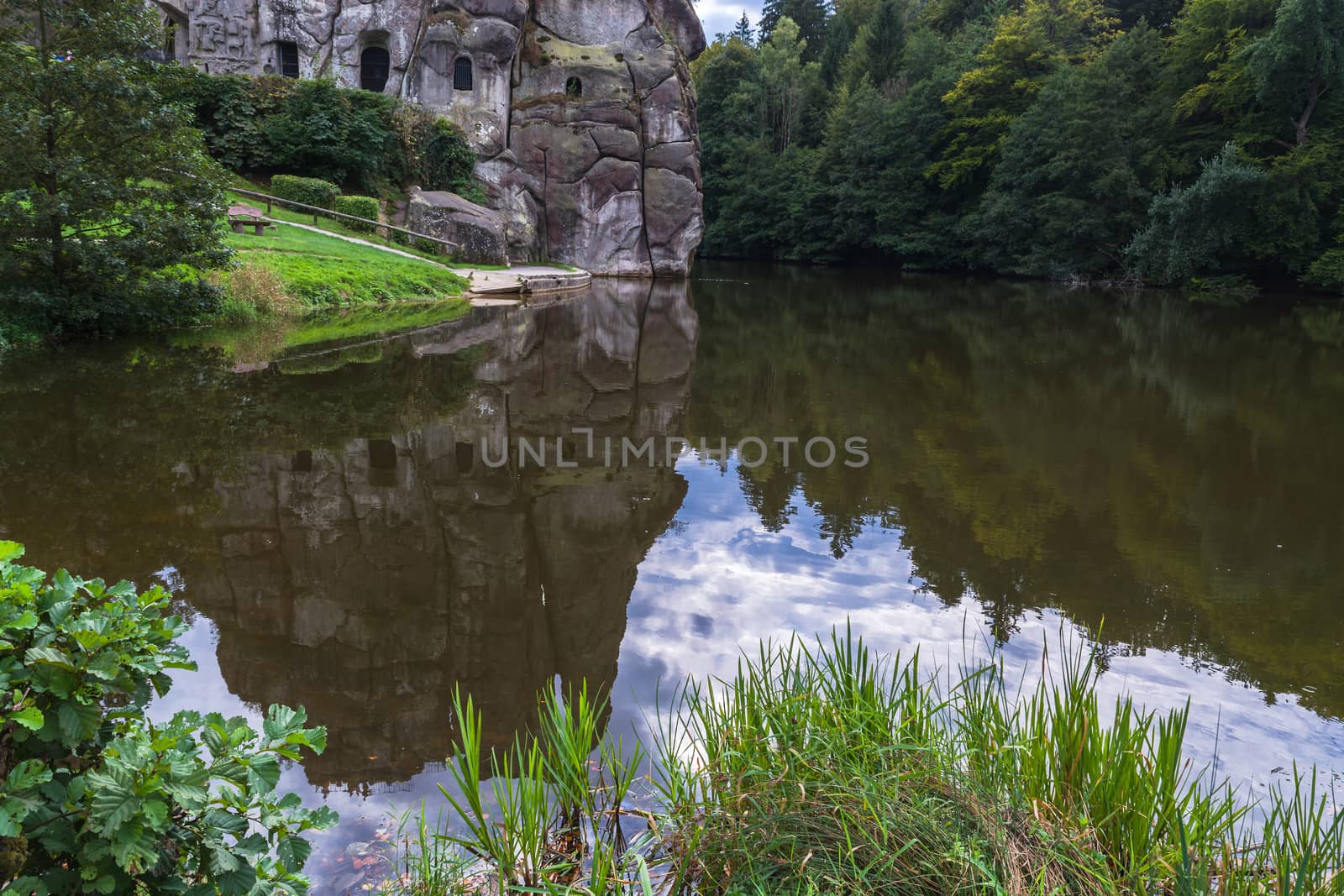 The Externsteine, striking sandstone rock formation in the Teutoburg Forest, Germany, North Rhine Westphalia