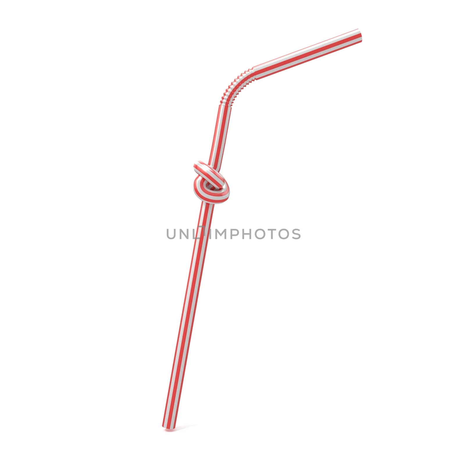 Drinking straw knotted. 3D render illustration isolated on white background
