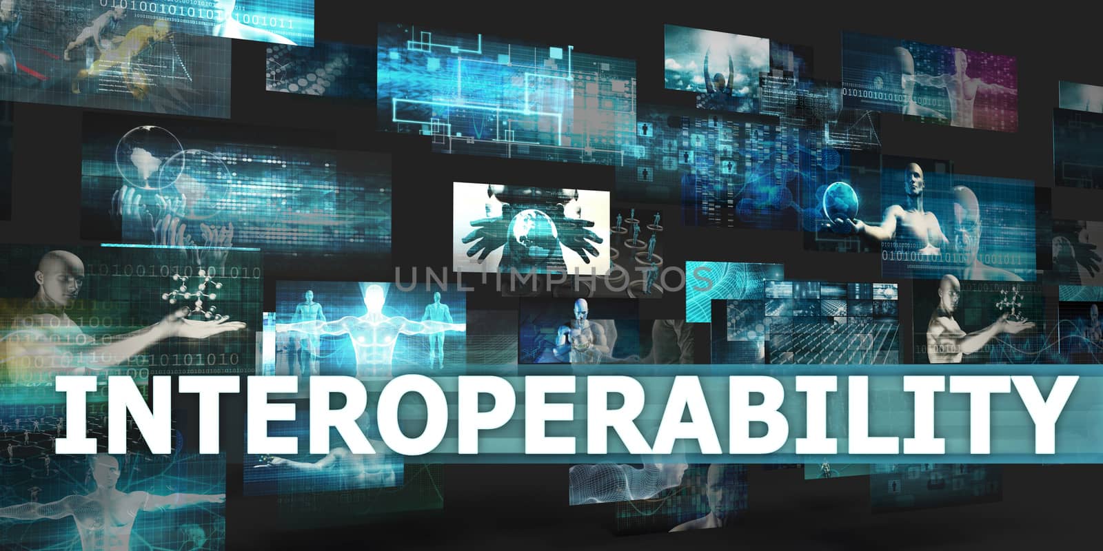 Interoperability Presentation Background with Technology Abstract Art