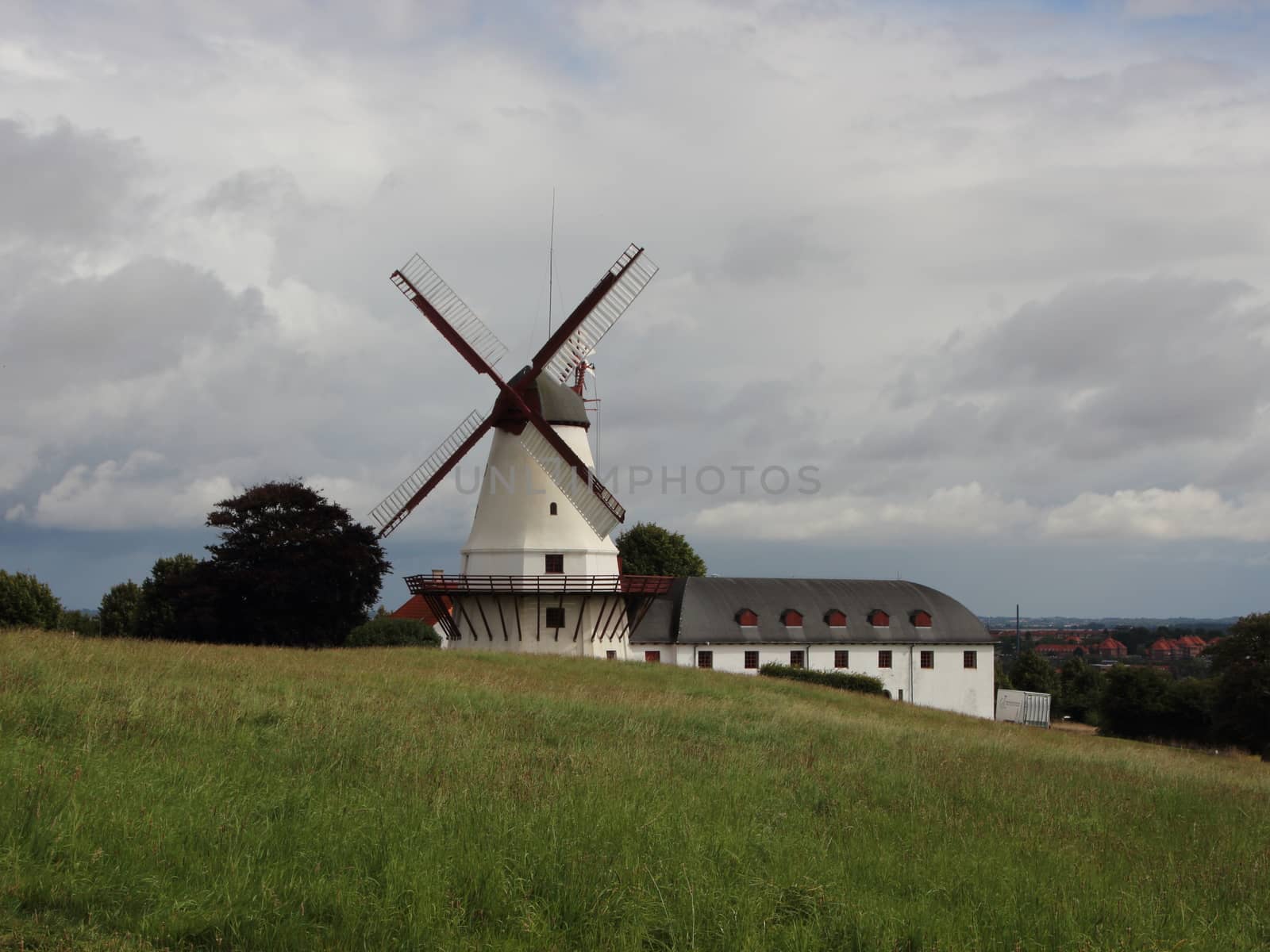 Dybboel Mill Danish National War Monument with Cloudy Sky