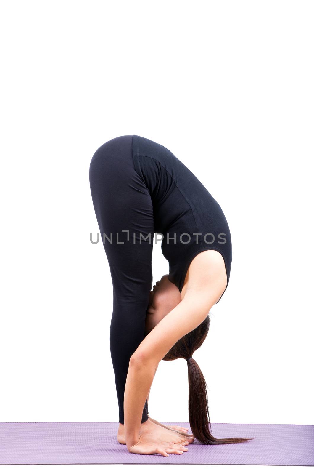 asian woman health care yoga posting isolated white background