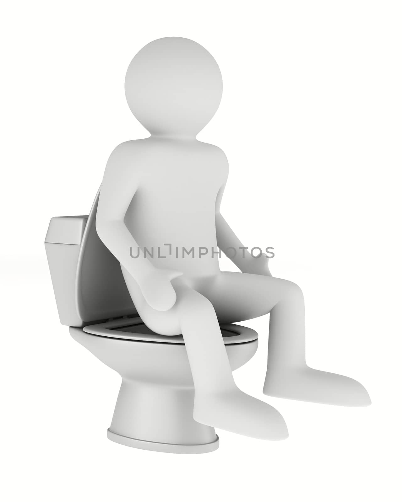 man and toilet bowl. Isolated 3D image by ISerg