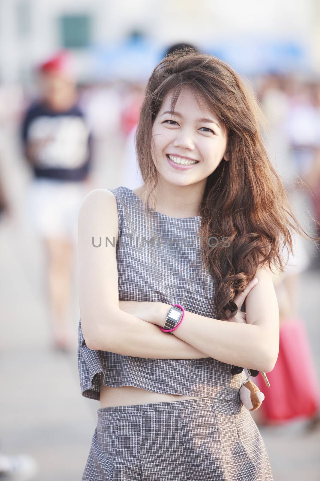 beautiful asian teen age standing with relaxing and smiling to c by khunaspix