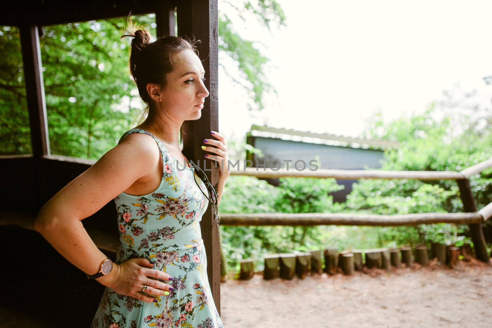 Portrait of romantic woman at fairy forest by Brejeq