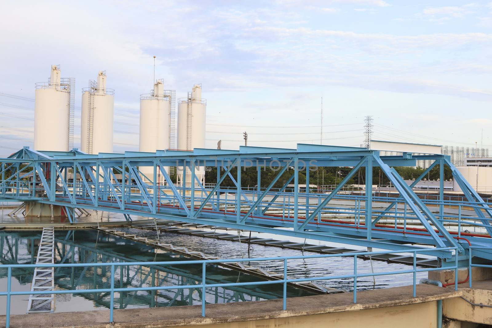 big tank of water supply in metropolitan water work industry plant site 