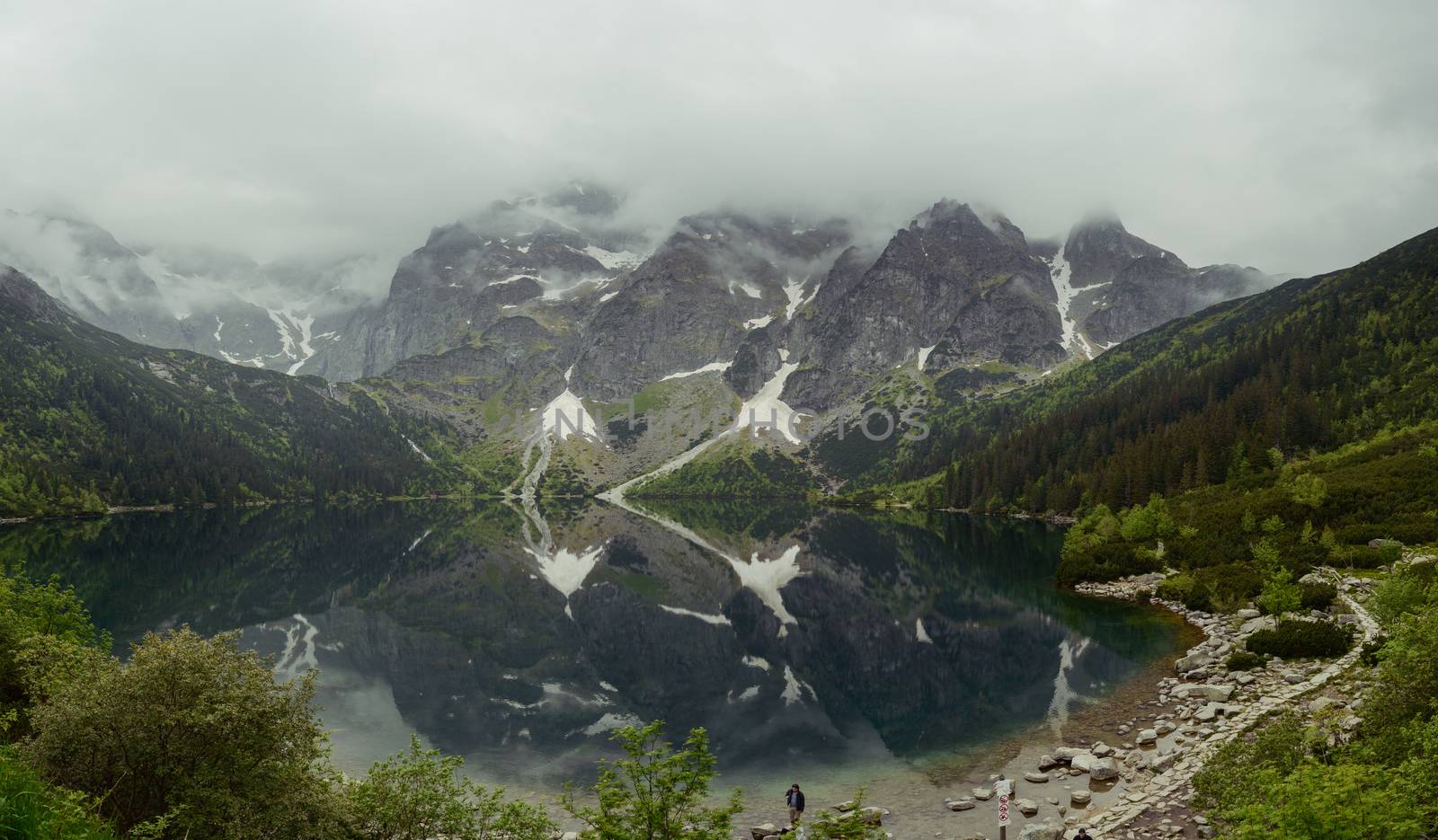 Mountain lake in the middle of summer time.