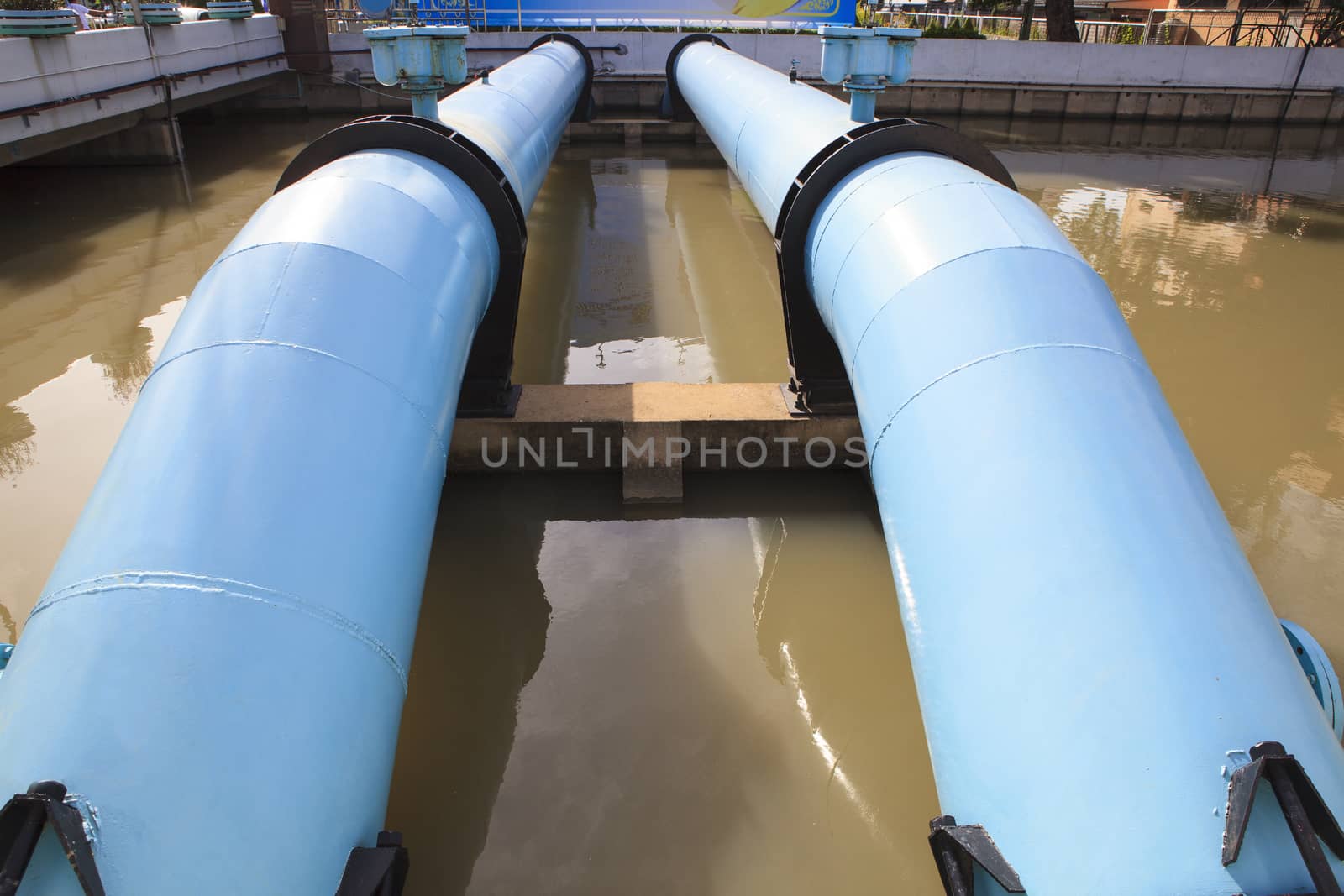 big water supply tube in waterworks industry estate  by khunaspix