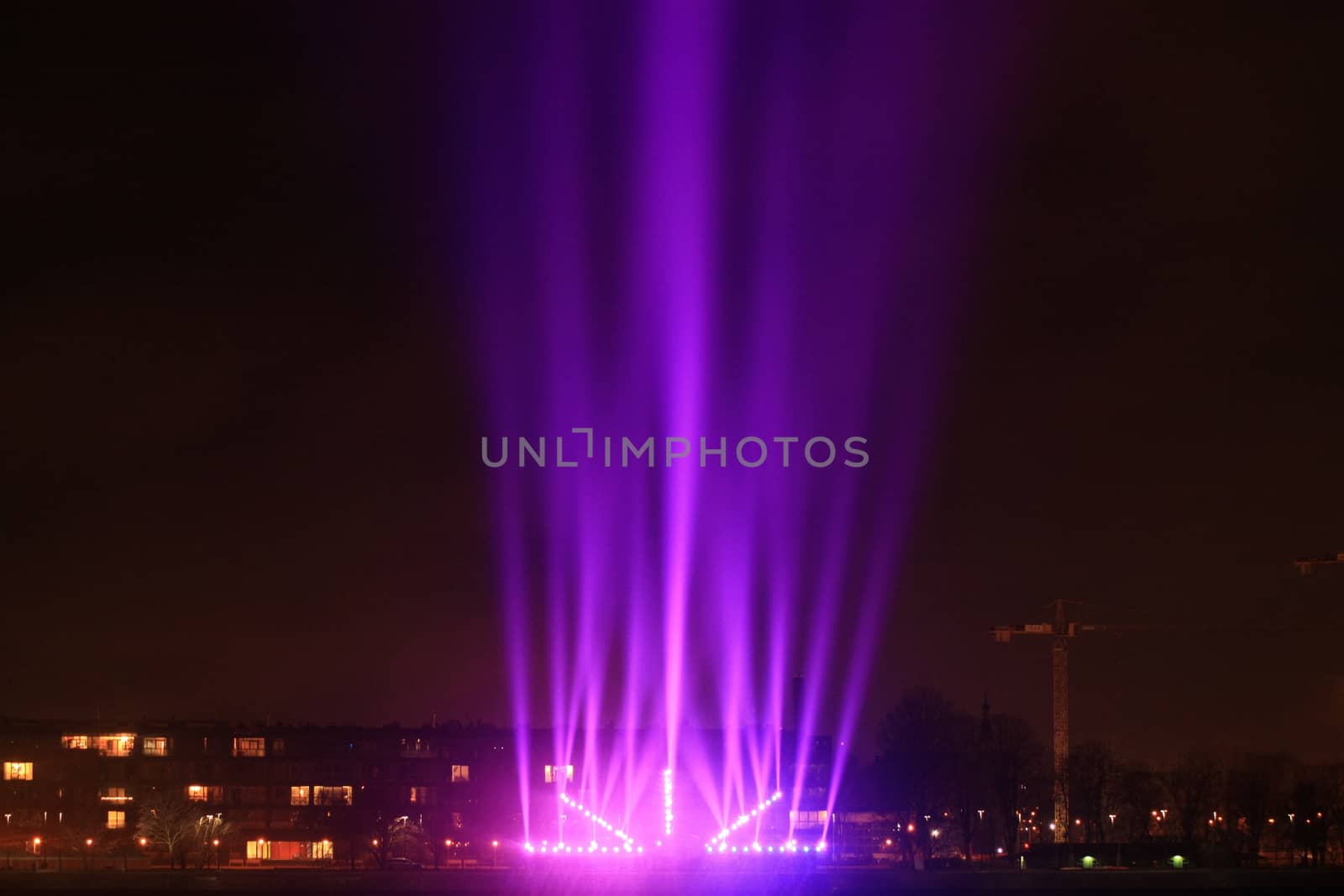 light beams on the city promenade