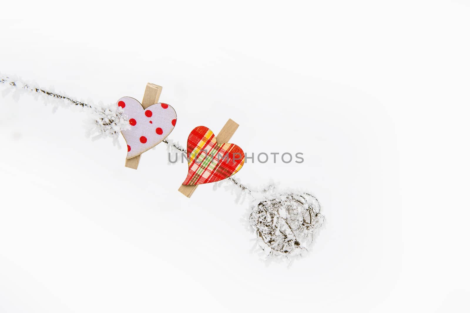 Beautiful romantic vintage red heart on a white snow background. Love and St. Valentines Day concept. 