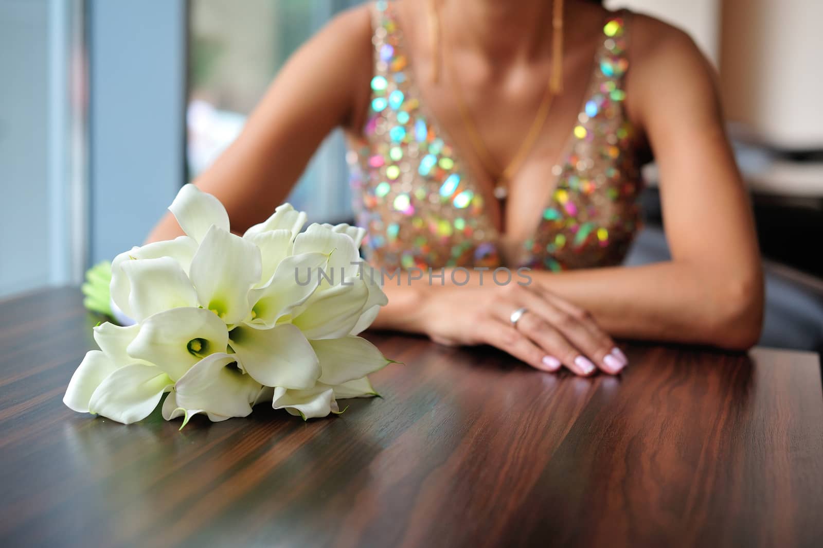 Wedding bouquet of white calla