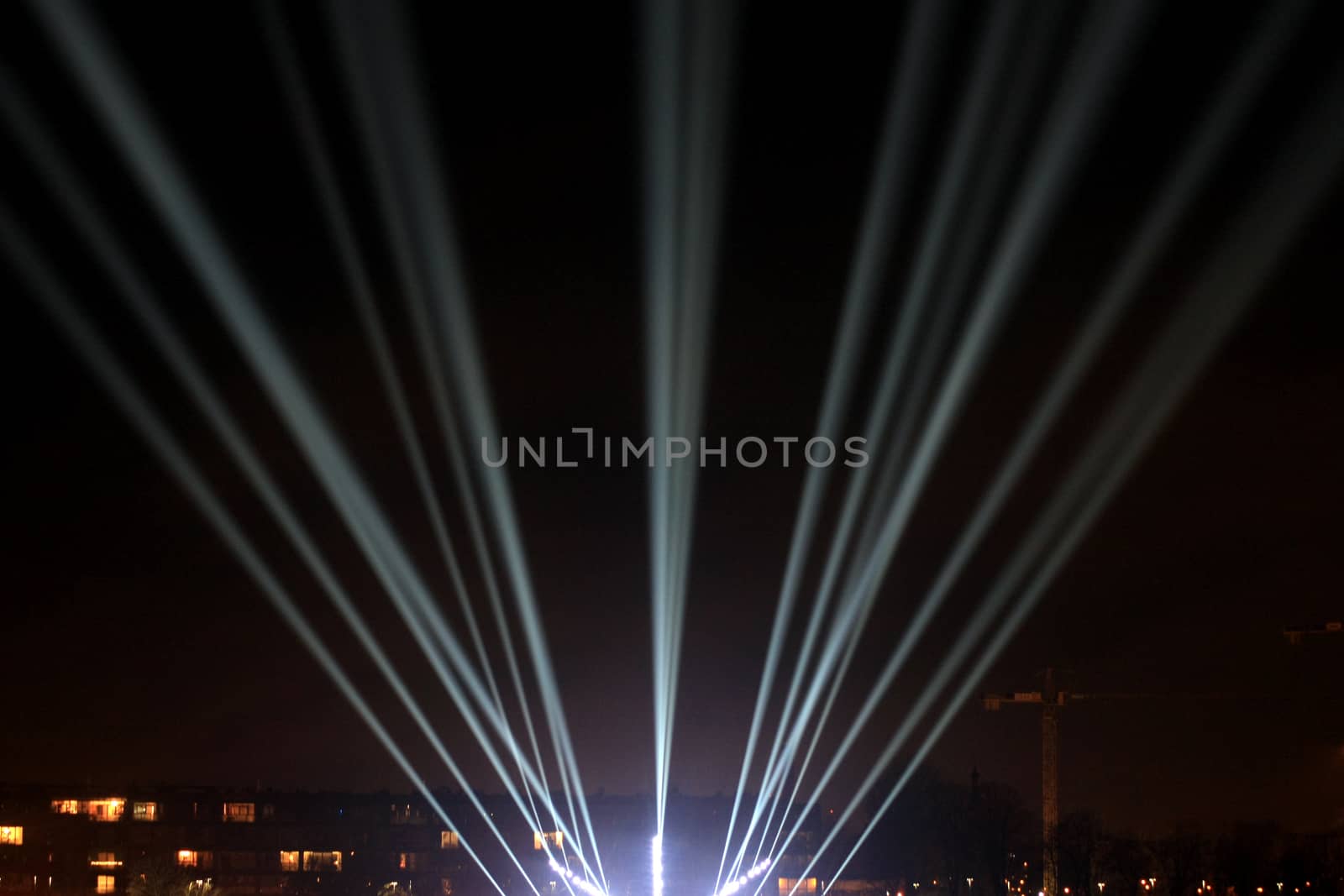 light beams on the city promenade