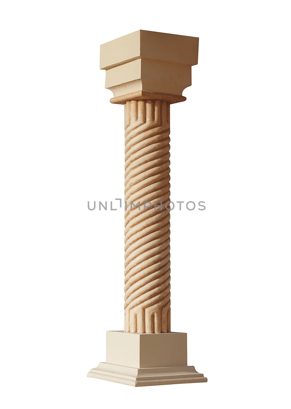 Photo of white column isolated on white background