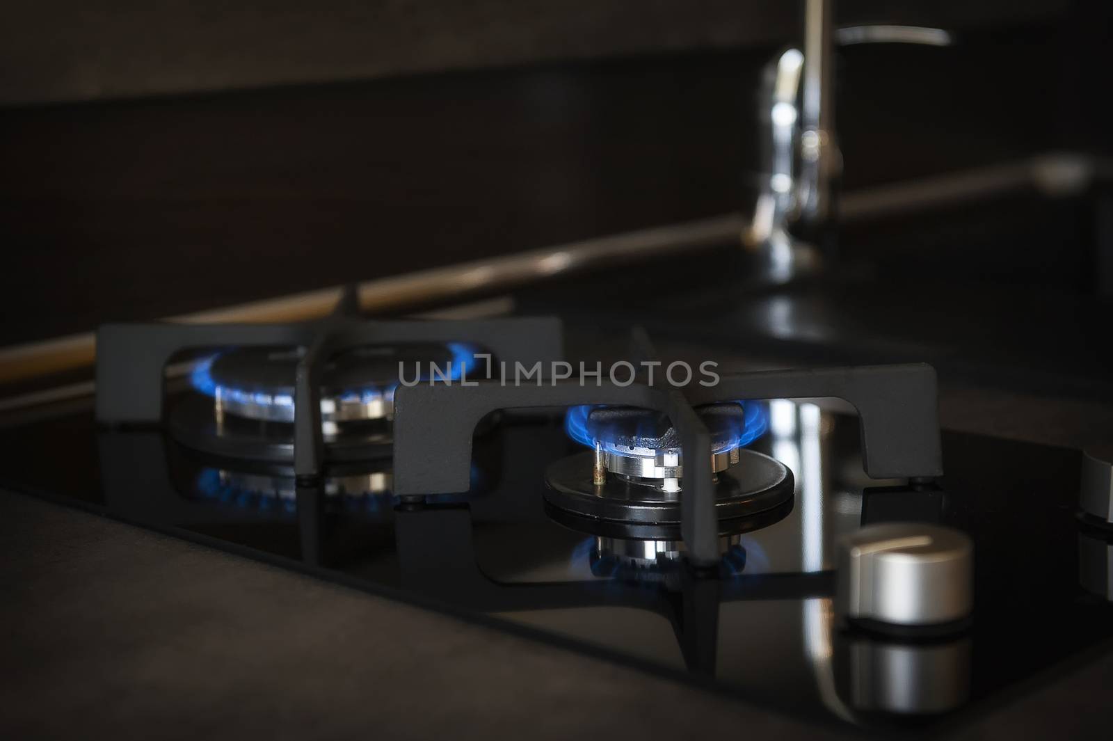 Black glass gas hob 