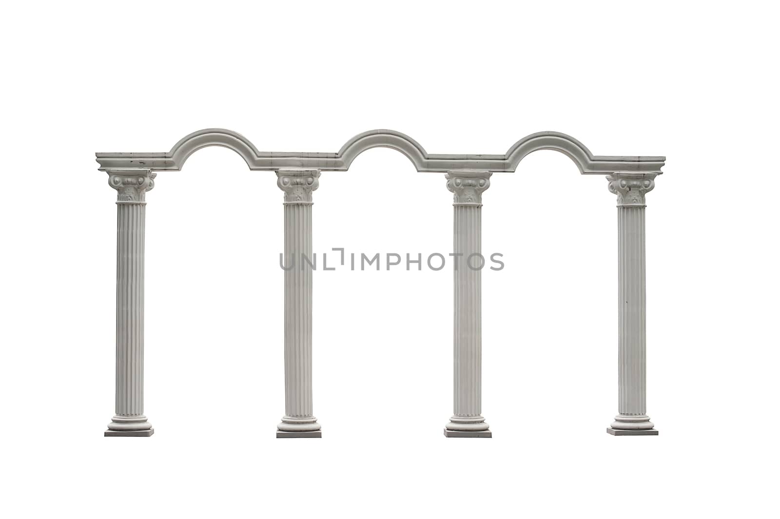 Roman columns gate isolated on white with Clipping Path 