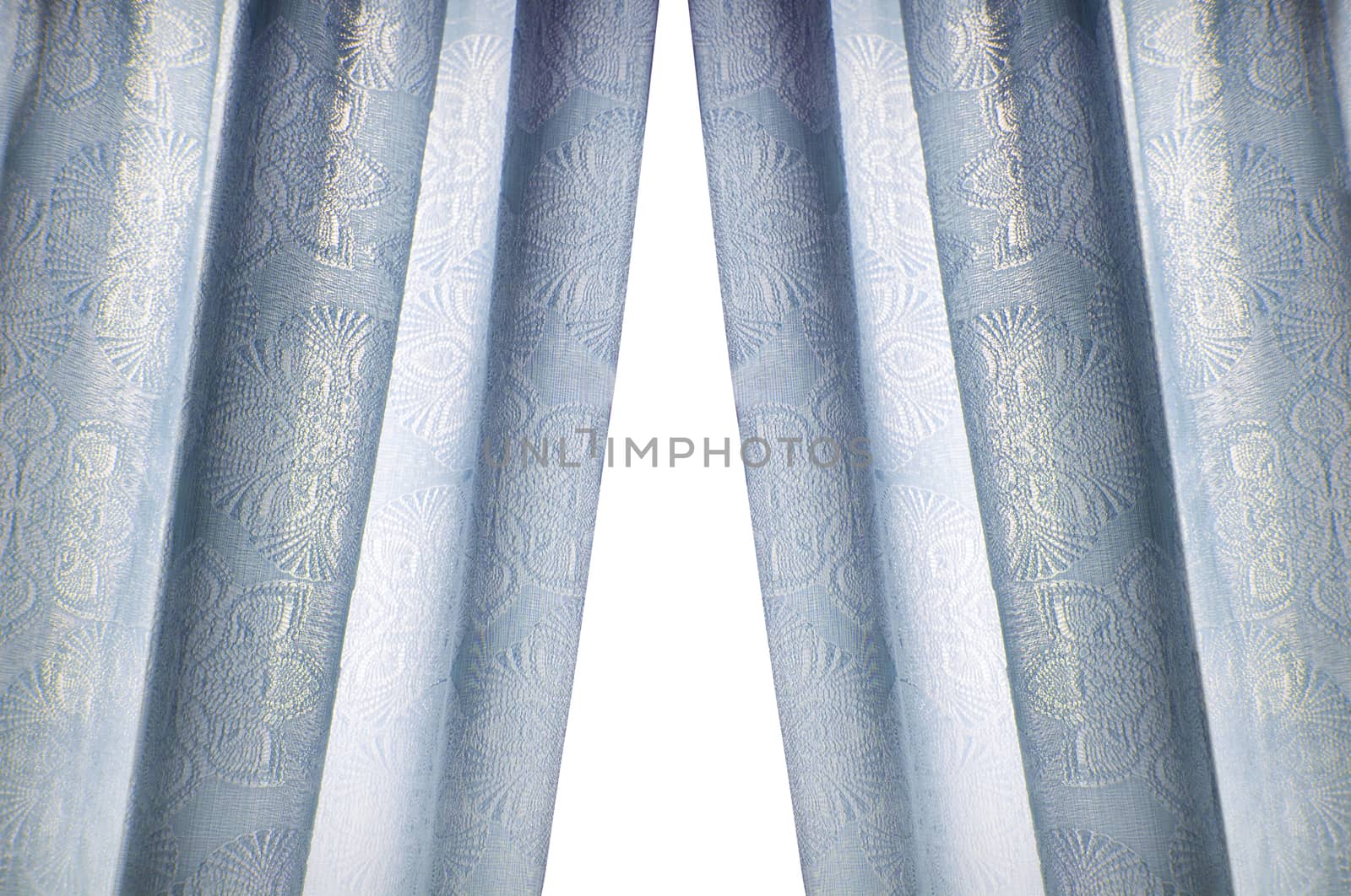 blue curtain isolated on white background
