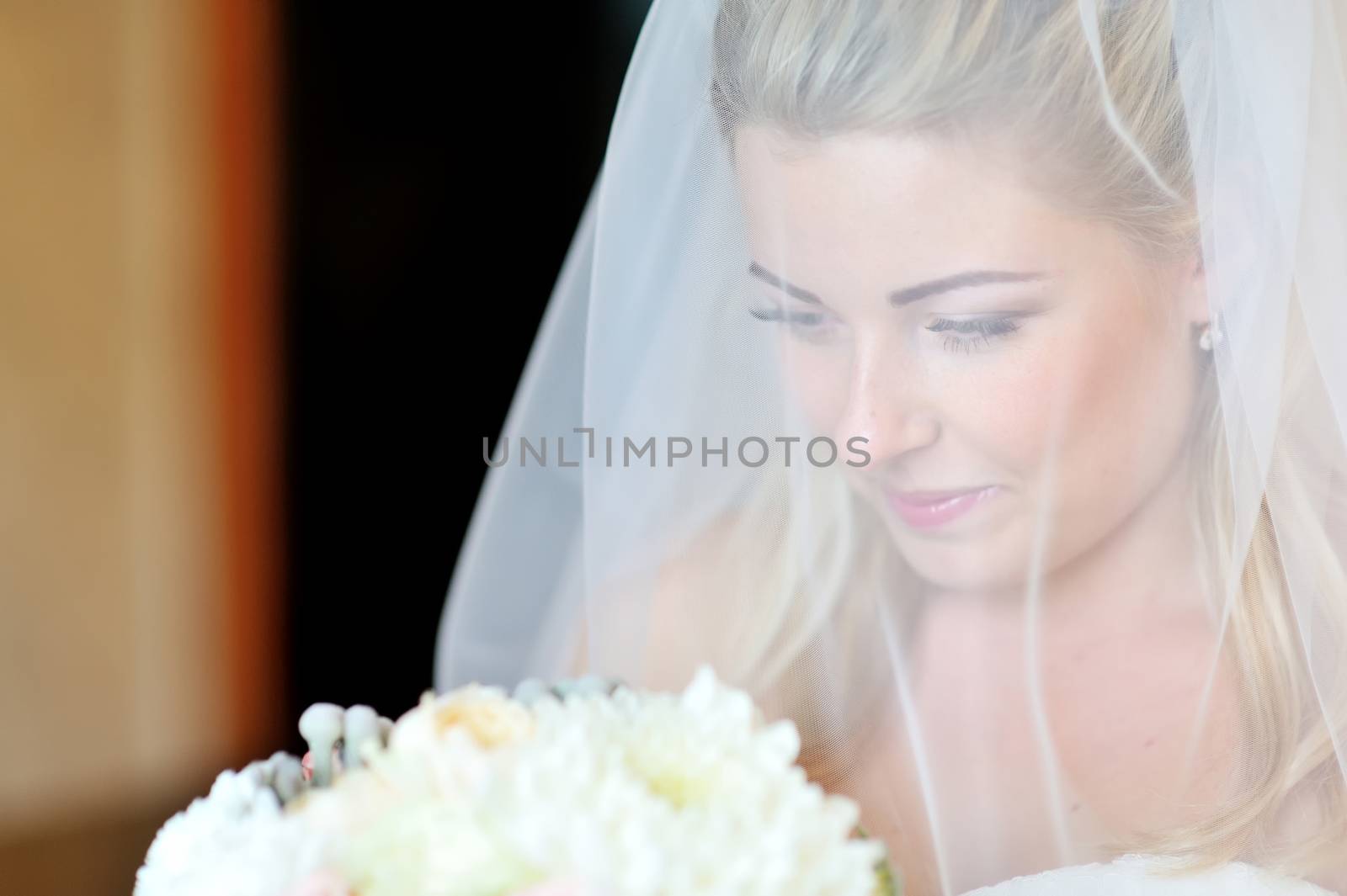 Portrait of a beautiful bride smiling.  by timonko