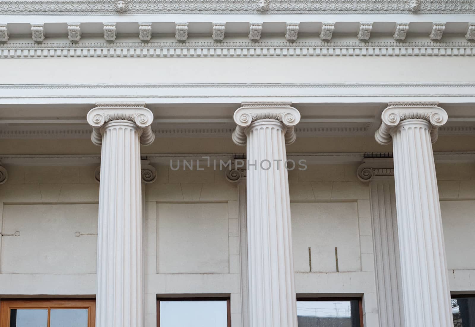 Greek Ionic columns, the ancient art of architecture.