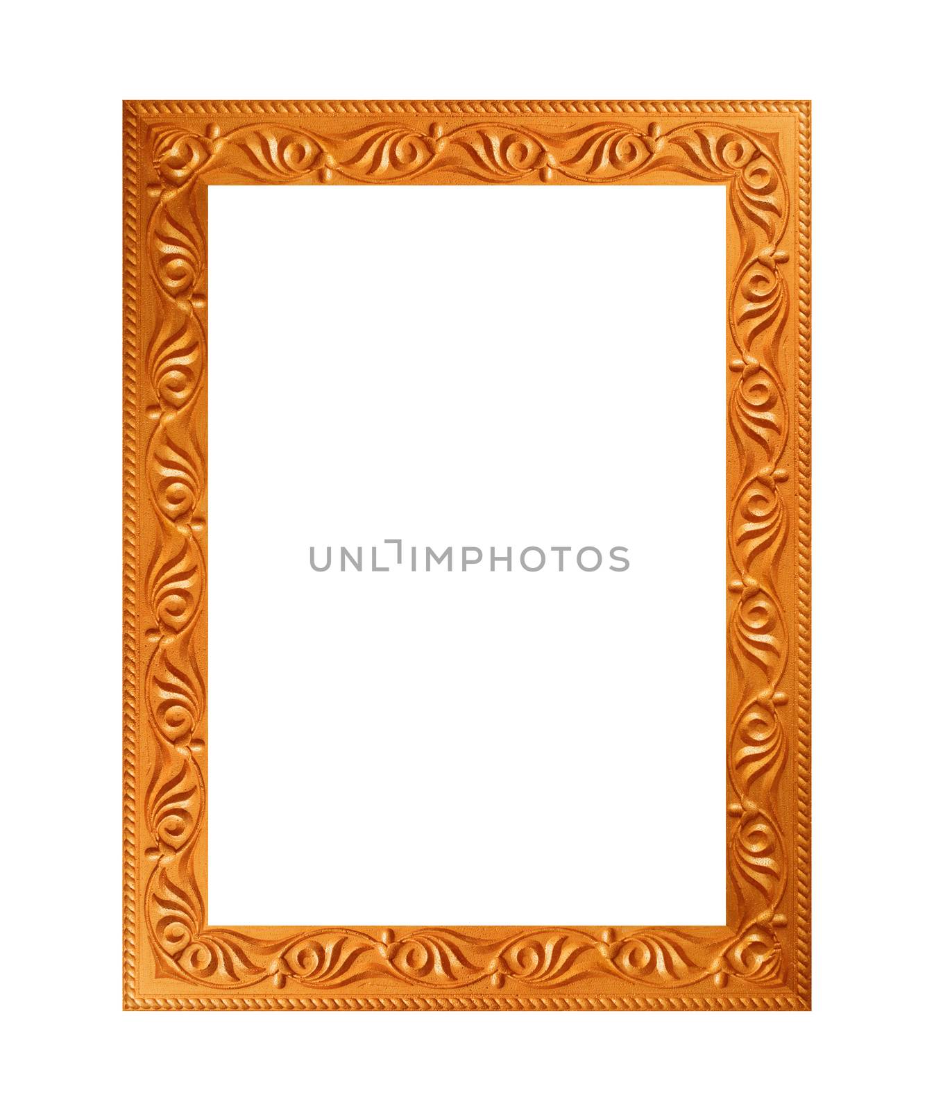 gilded wood frame isolated on white background.