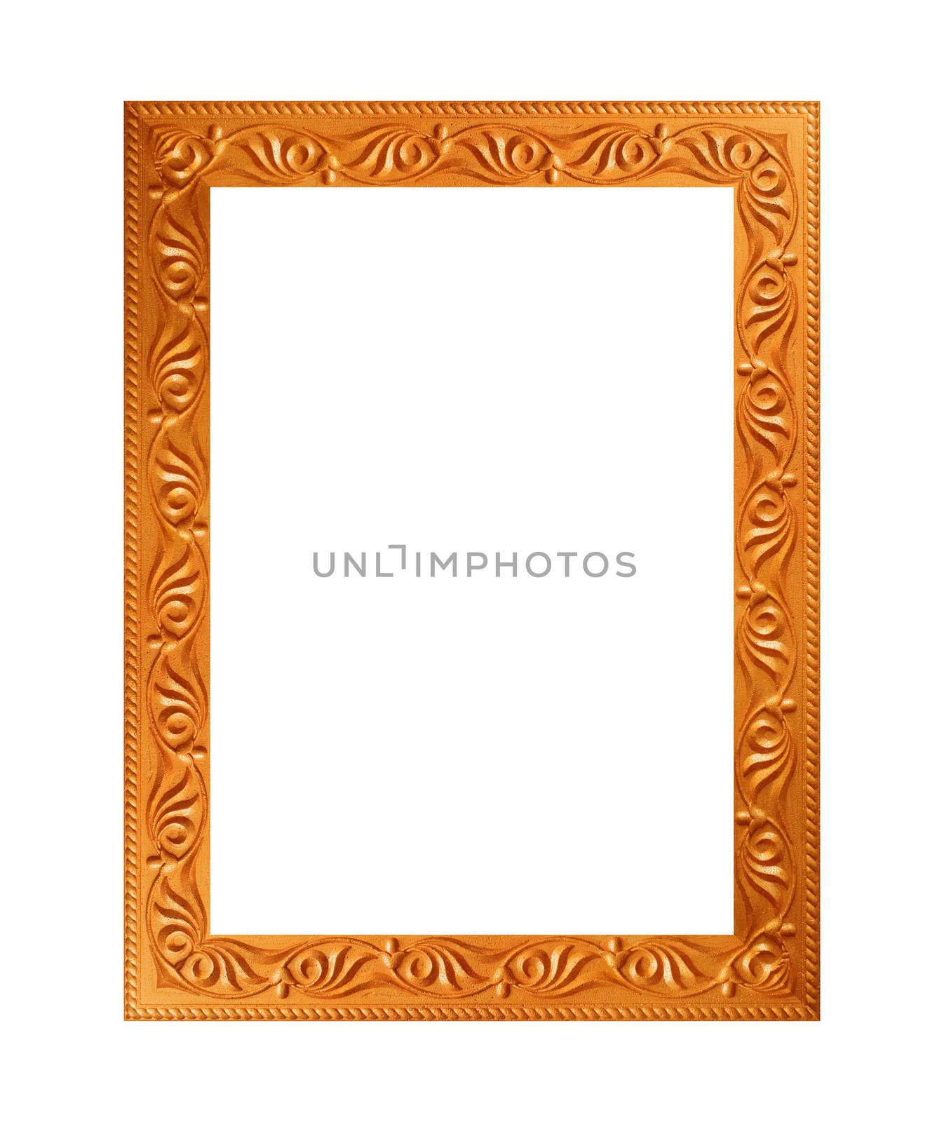 gilded wood frame isolated on white background.