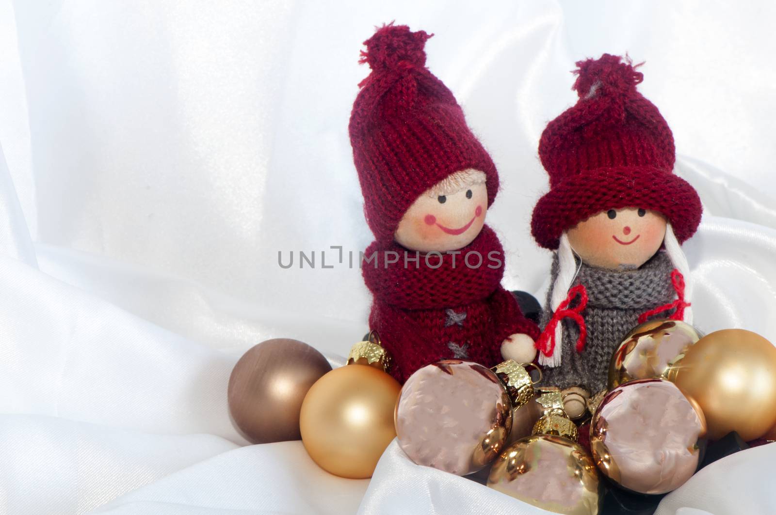 a Christmas puppets on the white background